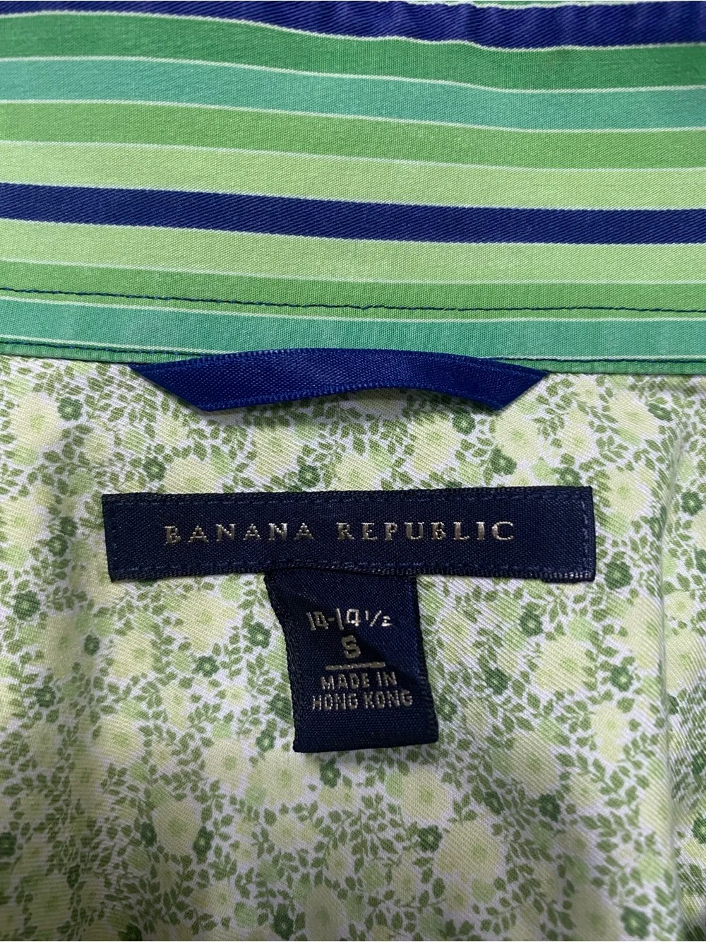 Banana Republic Green and Blue Striped Button-Down Shirt